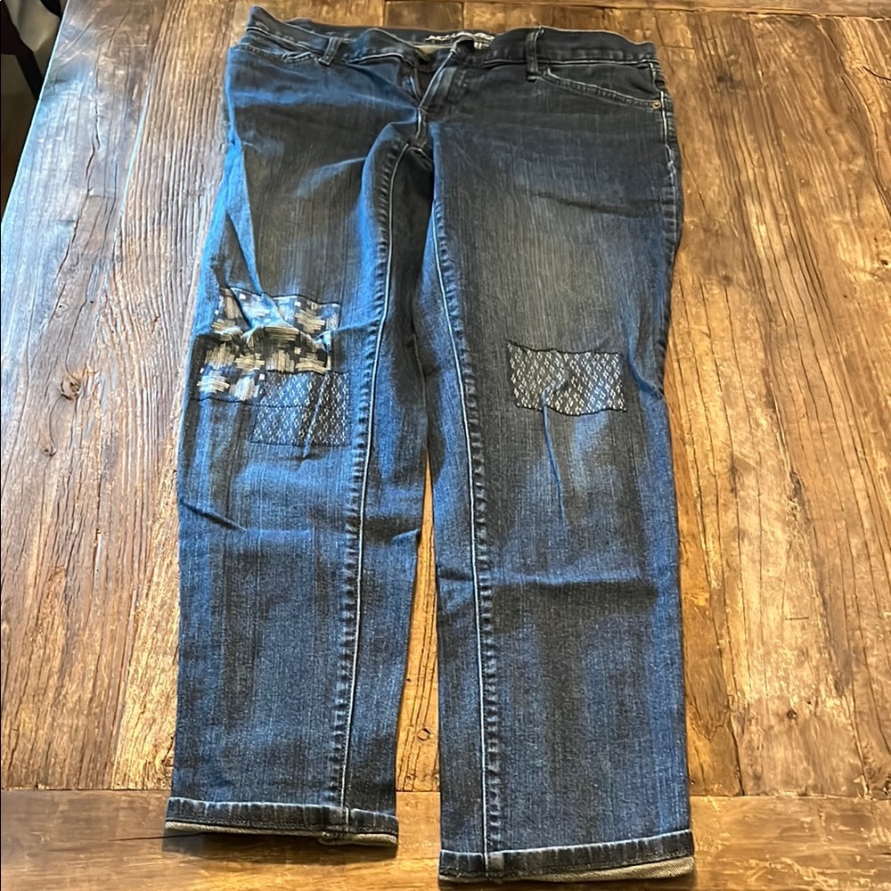 Eddie Bauer Blue Boyfriend Jeans with Distressed Details
